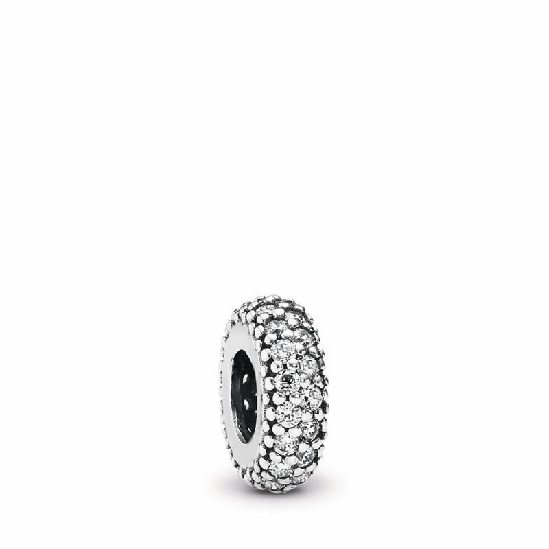 Pandora Clear Sparkle Spacer Charm Ireland - Sterling Silver/Cubic Zirconia - 036479VMT